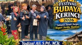 Kepala Dinas Perindustrian dan Perdagangan Kabupaten Kerinci, Yodizal Ali, S.Pd., M.H., mendukung Festival Budaya Kerinci 2026 sebagai ajang promosi produk lokal hasil masyarakat sekaligus upaya memperkenalkan potensi unggulan daerah kepada masyarakat luas.
