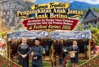 Camat Air Hangat Timur Widiya Mayasari, S.STP., didampingi Sekcam Ikhwal Roni bersama rombongan Kecamatan Air Hangat Timur menampilkan tema pengangkatan anak jantan anak betino dalam Festival Budaya Kerinci 2026. Selain melestarikan adat, Kecamatan Air Hangat Timur turut memperkenalkan anyaman bambu, kuliner tradisional, kopi khas, dan suvenir hasil olahan sampah dari sejumlah desa.