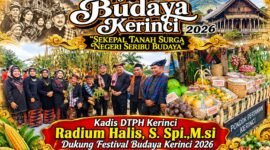 Festival Budaya Kerinci 2026 menjadi momentum untuk memperkenalkan potensi pertanian Kabupaten Kerinci. Kadis DTPH Radium Halis mendukung promosi buah-buahan, sayuran, dan berbagai hasil pertanian lokal agar semakin dikenal luas.