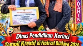 Dinas Pendidikan Kabupaten Kerinci berpartisipasi dalam Festival Budaya Kerinci 2026 melalui Lomba Mewarnai Kreatif dan berhasil meraih Juara II Stand Pameran Terbaik.