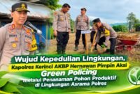 Kapolres Kerinci AKBP Hernawan Rizky Yudhantoro bersama jajaran personel Polres Kerinci melaksanakan aksi Green Policing melalui penanaman pohon produktif di lingkungan asrama.